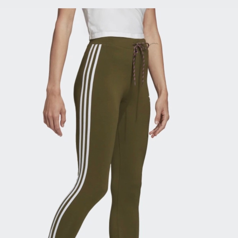Adidas Dust Green Small Three Stripe Tights